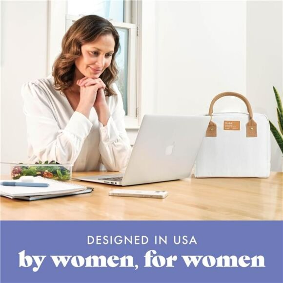 Insulated Lunch Bag for Women Large Leakproof Work Tote with Containers Ivory Wo - Picture 6 of 7
